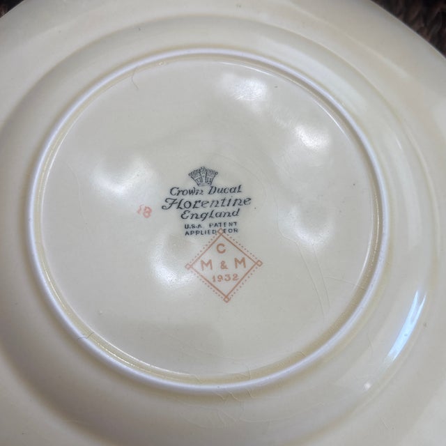 Cream 1930s Crown Ducal Pub Scene Luncheon Plates-Set of 6 For Sale - Image 8 of 8