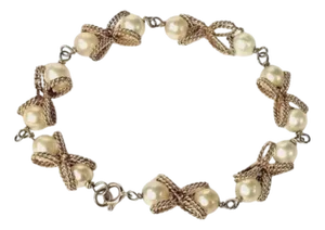 Vintage 14k Yellow Gold and Pearl Bracelet
