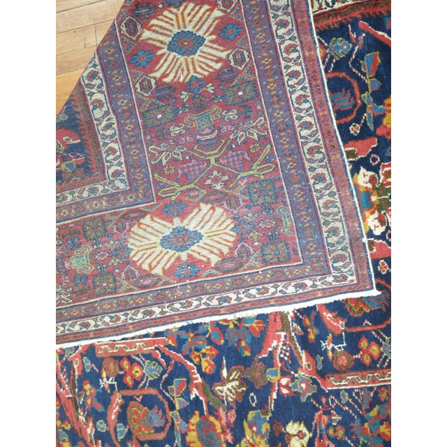 Textile Early 20th Century Navy Oversize Square Persian Mahal Traditional Wool Oriental Rug For Sale - Image 7 of 18