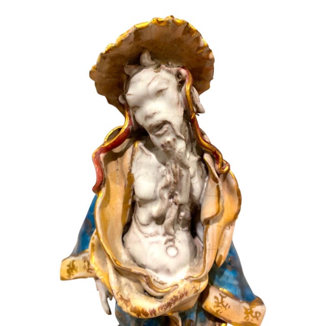Chinoiserie Eugenio Pattarino Ceramic Sculpture of Chinese Man and Lady, Italian Chinoiserie For Sale - Image 3 of 18