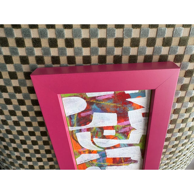 White 2025 Bright Southern Abstract Painting in Custom Frame For Sale - Image 8 of 8