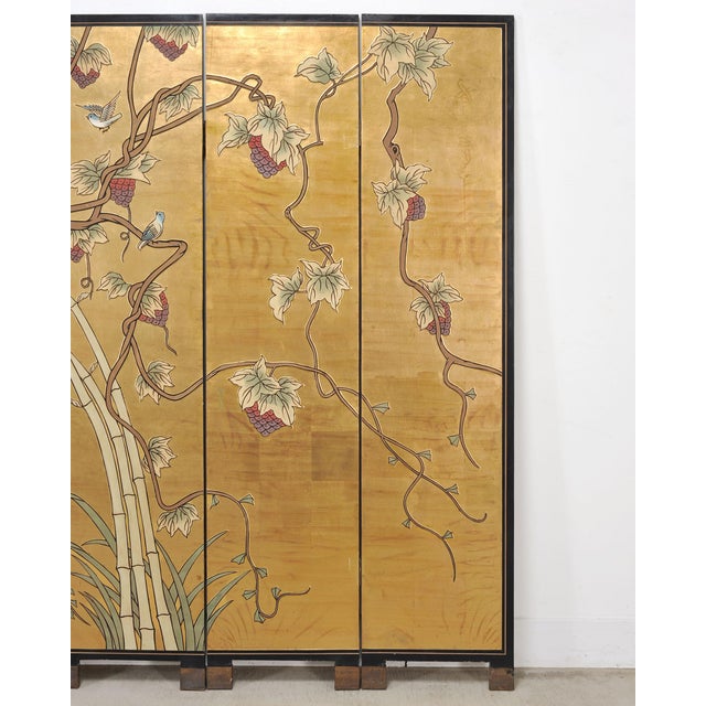 Chinese Export Flora and Fauna Gilt Coromandel Screen 8 Ft For Sale In Sacramento - Image 6 of 18