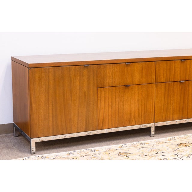 Knoll Monumental Vintage Florence Knoll Walnut Wood & Chrome Executive Office Credenza For Sale - Image 4 of 8