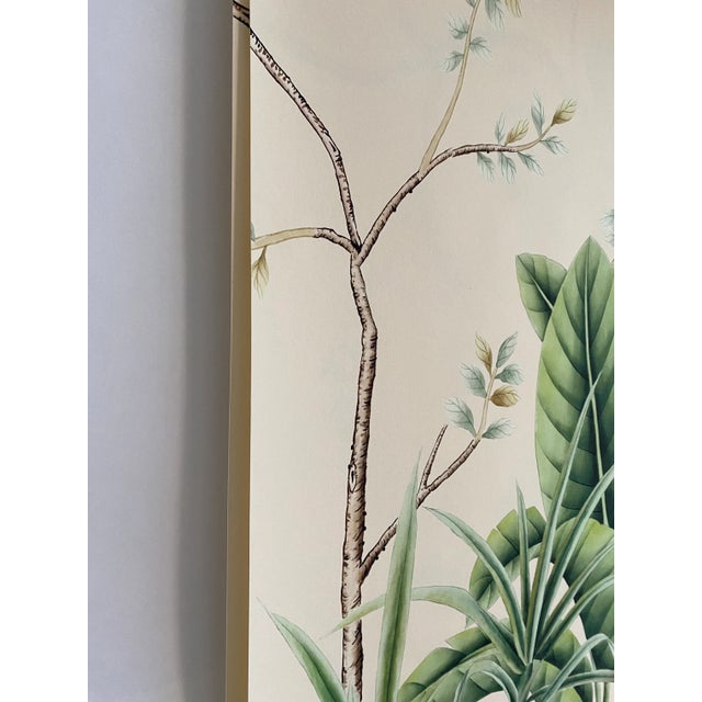 Yellow W24"*h48"/Panel, a Set of 2 Panels Vintage-Style Botanical Panels With Crowned Cranes on Cream Ground (No Frame) For Sale - Image 8 of 8