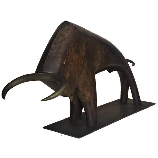 Sier Kunst, Bull, Austrian Art Deco Wood & Brass Sculpture, ca. 1930 For Sale - Image 4 of 6