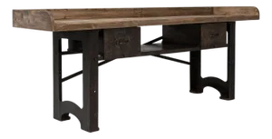 20th Century French Industrial Cast Iron Work Table with Wooden Top