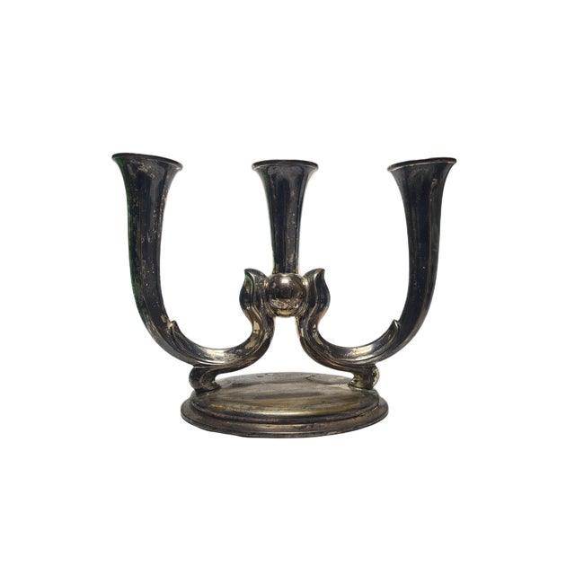 Art Deco Three-Armed Candleholder, Germany, 1950s For Sale - Image 4 of 13