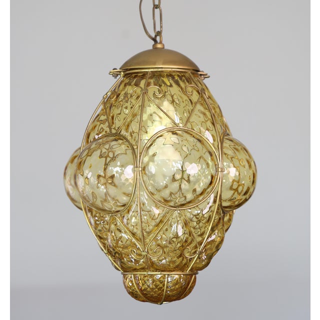 Amazing Amber Vintage Venetian Lantern, Seguso Murano Glass, 1960s For Sale - Image 4 of 13