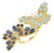 Nina Zhou Sapphire Aquamarine Diamond Two Butterfly Between the Finger Cocktail Ring in 14k Yellow Gold, size 7 For Sale