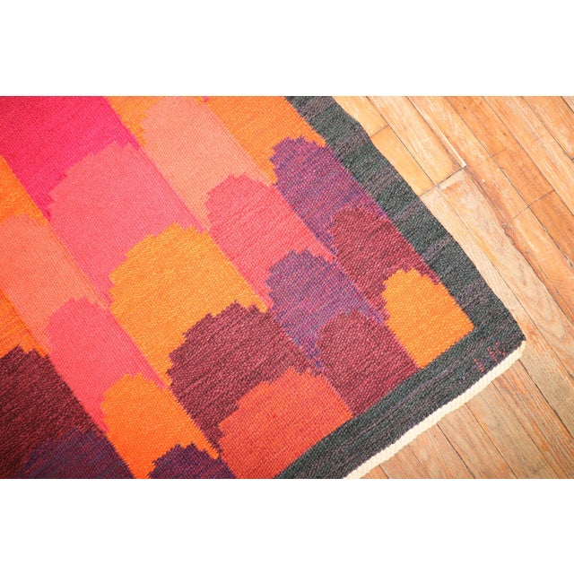 Vintage Zabihi Collection Swedish Kilim Dramatic Irma Kronlund - 6'6" x 8'7" For Sale - Image 4 of 10
