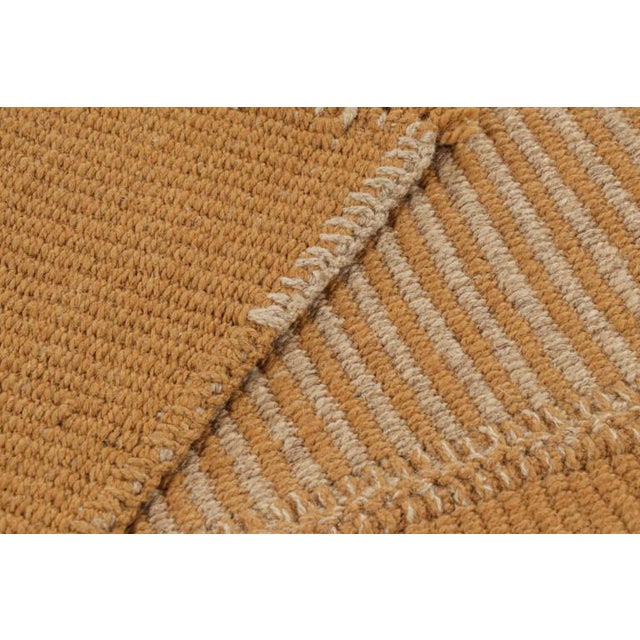 Textile Rug & Kilim’s Contemporary Kilim in Orange and Beige Textural Stripes For Sale - Image 7 of 7