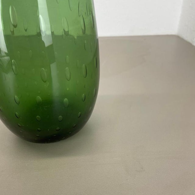 Green Large Green Murano Glass Bullicante Bubble Vase, Italy, 1970s For Sale - Image 8 of 18