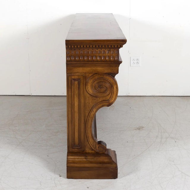 19th Century Spanish Renaissance Style Carved Walnut Wall Console With Three Drawers For Sale - Image 11 of 12