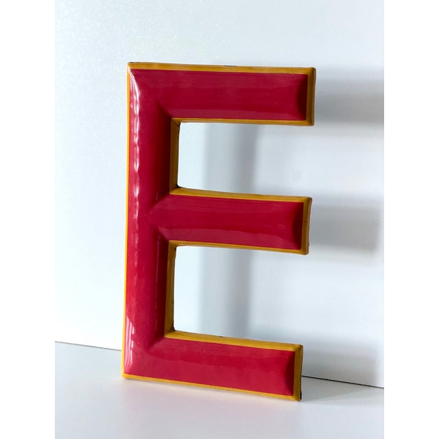 Metal Vintage Enamel Letter E, 1960 For Sale - Image 7 of 10