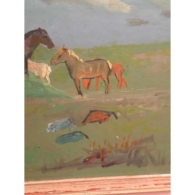Sigfrid Bengtsson, Horses on the Meadow, Revinge, 1950s, Oil Painting on Panel, Framed For Sale - Image 8 of 13
