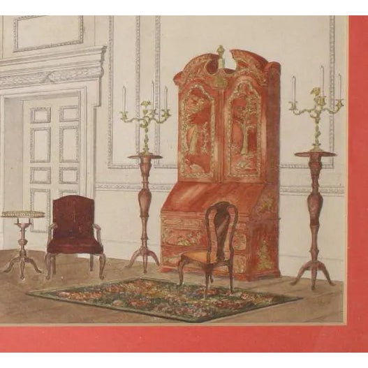 Charming watercolour depicting a chinoiserie interior!