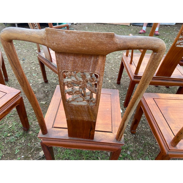 Chinese Antique Chinese Ming Style Rosewood Chair Set of 8 Need Restoration For Sale - Image 3 of 12