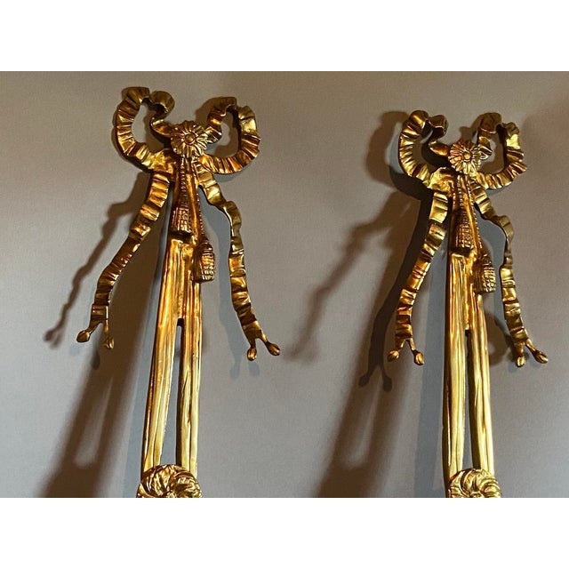 Late20C French Maker Louis XVI Antique Bronze Sconces Wall Lamps -Pair For Sale - Image 14 of 18