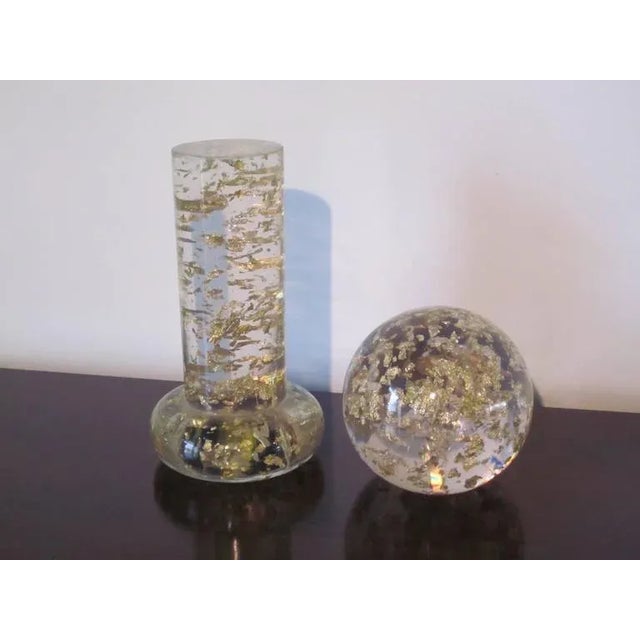 1950s Jaru Lucite and 24-Karat Gold Leaf Sculpture - 2 Pieces For Sale - Image 5 of 6