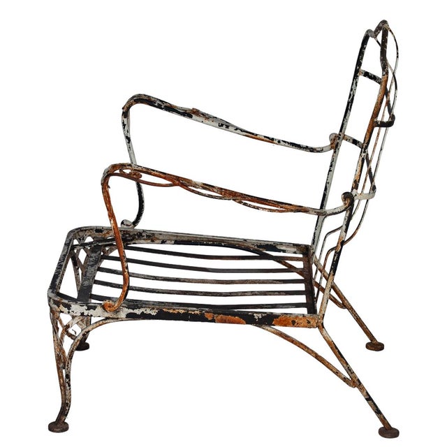 A Wonderful Vintage Rustic Patina Garden Chair with matte clearcoat to retain the Patina. Cushions not included.