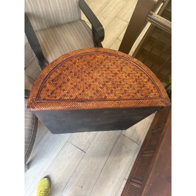 Wood 1980s Costal Rattan Demi-Lune Cabnit/Bar For Sale - Image 7 of 12
