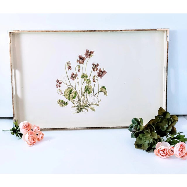 Purple Otigari Japan Mid-Century Purple Floral Violets Tray For Sale - Image 8 of 10