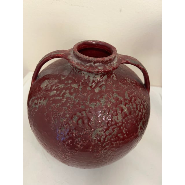 Vintage Mid Century Modern Raymor Italy Red Vase Pottery. Mid-Century Chinese Glaze Italian Pottery Glazed Ceramic Double...