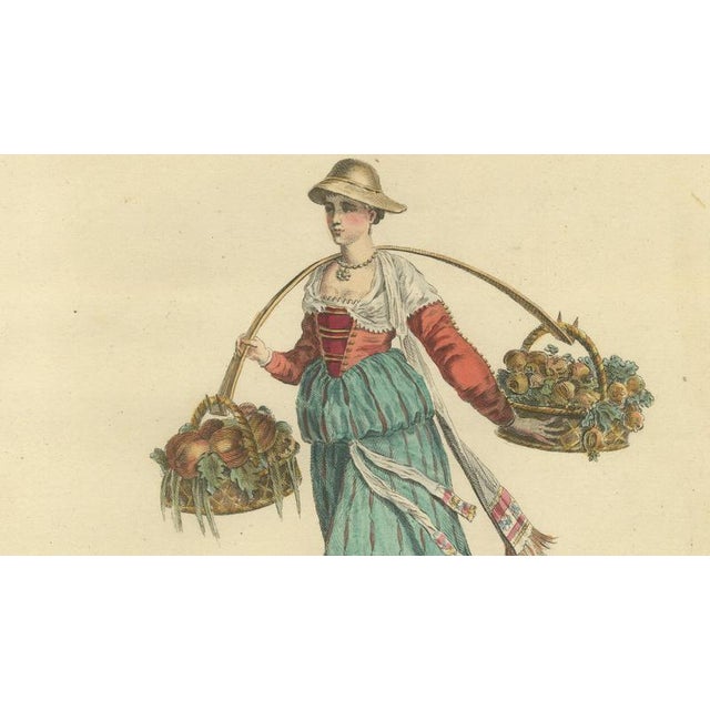 Black European School, Italian Country Woman Costume Pavia Peasant Dress, 1749, Paper Engraving For Sale - Image 8 of 9
