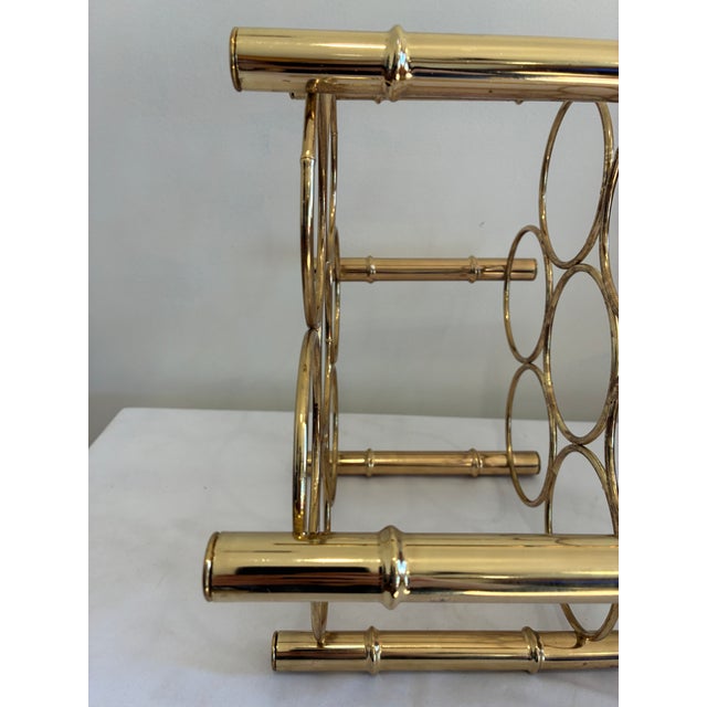 Metal Vintage Brass Mid-Century Modern Faux Bamboo Wine Rack For Sale - Image 7 of 9