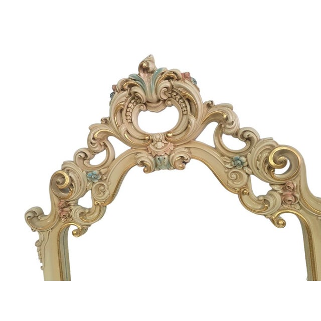 Rococo Late 20th Century Italian Silik Rococo Revival Hand Painted Bombe Dresser With Mirror For Sale - Image 3 of 12