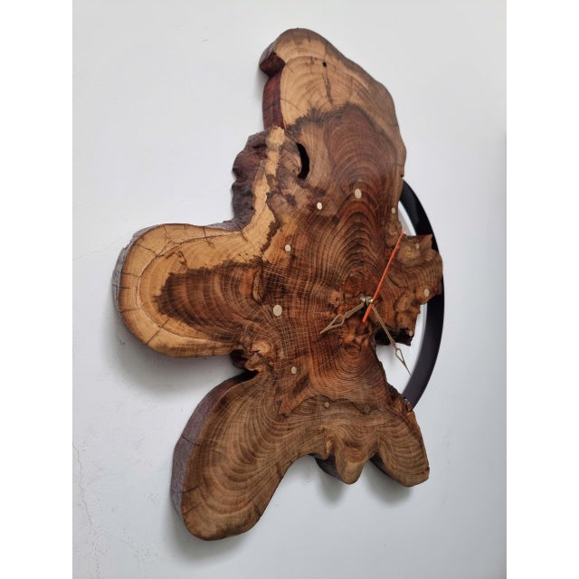 Contemporary Half Moon - One-of-a-Kind Handcrafted Driftwood Wall Clock Sculpture For Sale - Image 3 of 14