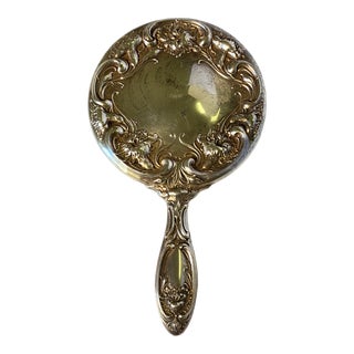 Antique Sterling Silver Hand Mirror For Sale