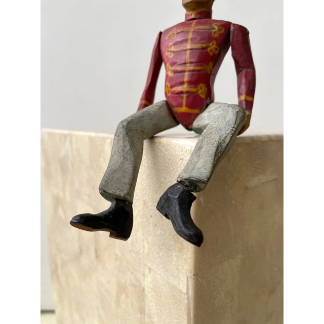 Antique Folk Art Painted Wood Soldier With Red Coat, Circa Early 20th Century For Sale - Image 4 of 12