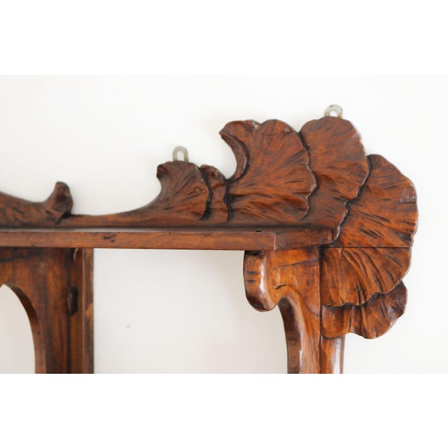 Antique Art Nouveau Ginko Wall Shelf in Walnut, France, 1900 For Sale - Image 9 of 16
