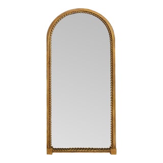 Large Antique French Louis Philippe Arched-Top Giltwood Pier Mirror Ca. 1870 For Sale
