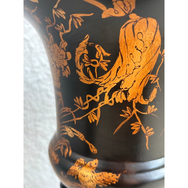 Black & Gold Vintage Decorative Urns – Set of Two For Sale - Image 4 of 18