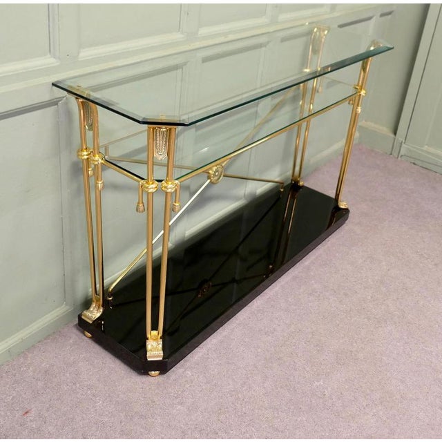 Glass Brass and Glass Console Table, 1960 For Sale - Image 7 of 8