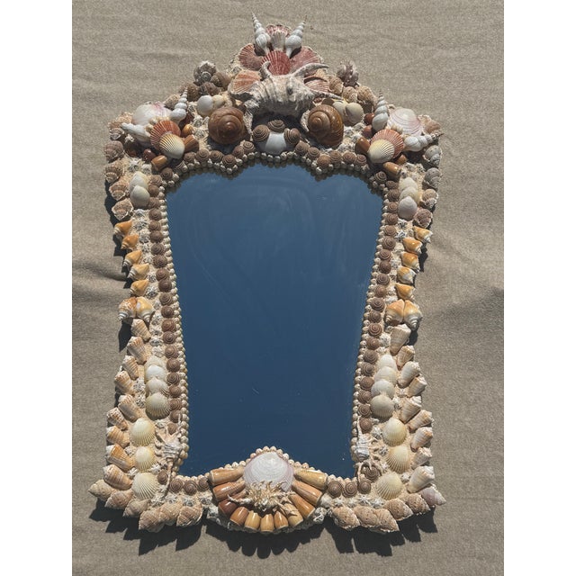 Shabby Chic Currey and Company Stunning Large Natural Seashell Framed Mirror For Sale - Image 3 of 12