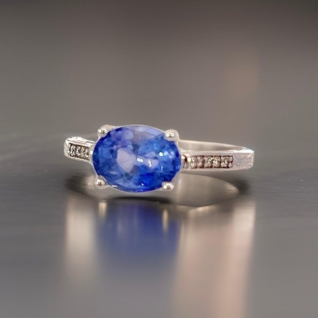 Natural Sapphire Diamond Ring 6.5 14k White Gold 2.36 TCW Certified For Sale - Image 9 of 16
