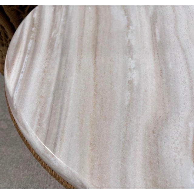 Mid 20th Century Marzio Cecchi Studio Most Rope Travertine Top Side Tables or Nightstands, a Pair For Sale - Image 5 of 12