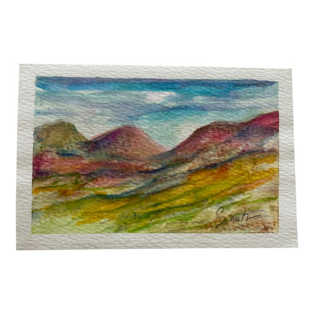 Original Watercolor Landscape Painting “Desert Hills” For Sale