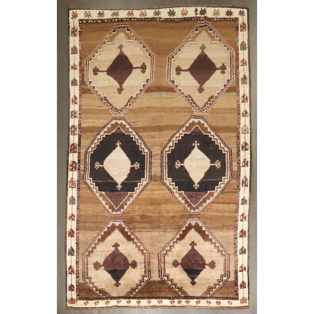 Vintage Zabihi Collection Turkish Kars Geometric Rug For Sale In New York - Image 6 of 9