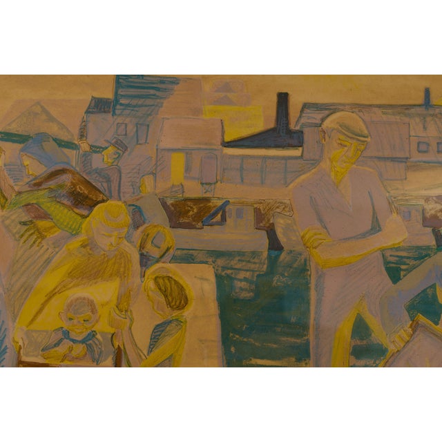 Mid-Century Modern Helge Nielsen, Large Danish Harbour Workers 127/260, 1951, Lithograph For Sale - Image 3 of 12