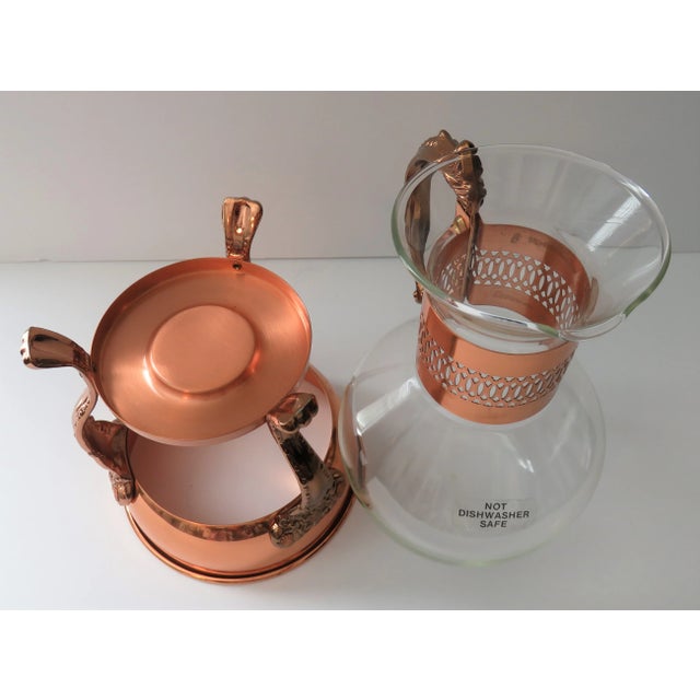Vintage Princess House Copper Coffee Tea Pot Carafe Warming Stand With Lid For Sale In Dallas - Image 6 of 12