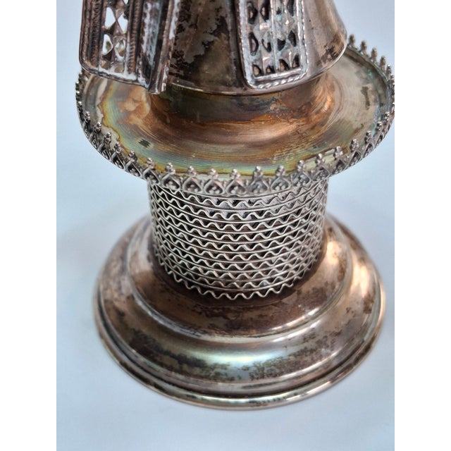 Vintage 925 Sterling Silver Judaica Besamim Windmill Spice Box - Mid-20th C. For Sale - Image 13 of 17