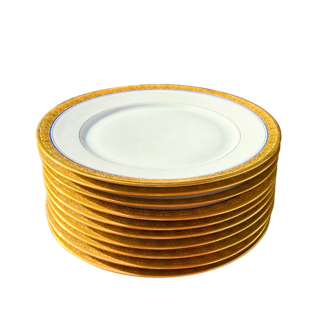 Mid-Century French Limoges Porcelain Dinnerware with Painted Fine Gold, 1950s, Set of 20 For Sale - Image 11 of 11