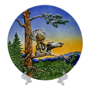 Vintage German Majolica Bird of Prey Plate