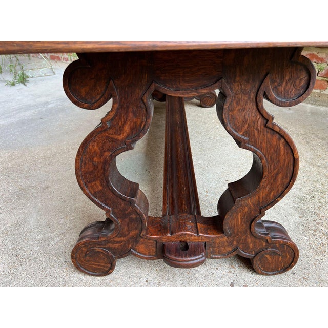 Antique French Coffee Table Carved Oak Bench Baroque Window Hall Seat C1900. For Sale - Image 9 of 18