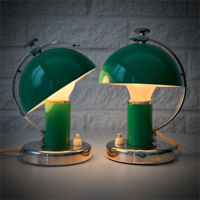 A beautiful pair of rare modernist table lamps, model 29379, designed in the 1930s by erik tidstrand for the renowned...