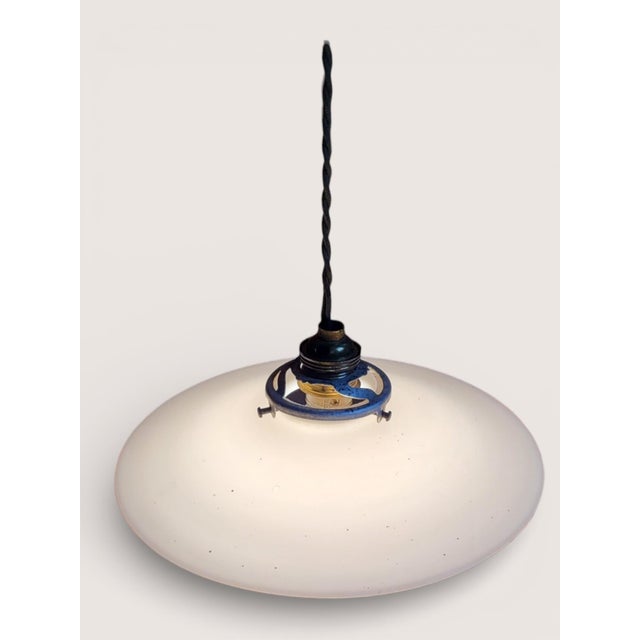 1920s White Opaline Glass Pendant Light, 1920 For Sale - Image 5 of 7